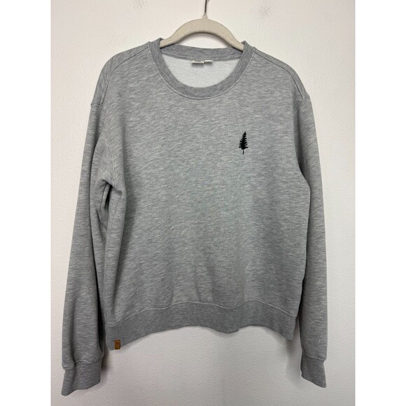 Tentree Womens Medium Golden Spruce Fleece Sweater Gray Crewneck Embroidered - Picture 4 of 13